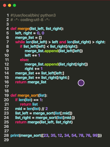 python歸并排序算法過(guò)程實(shí)例講解