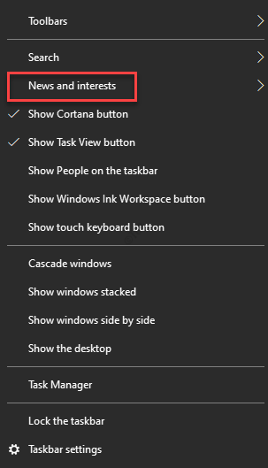 Win10 21H1怎么開啟/啟用新聞和興趣功能?