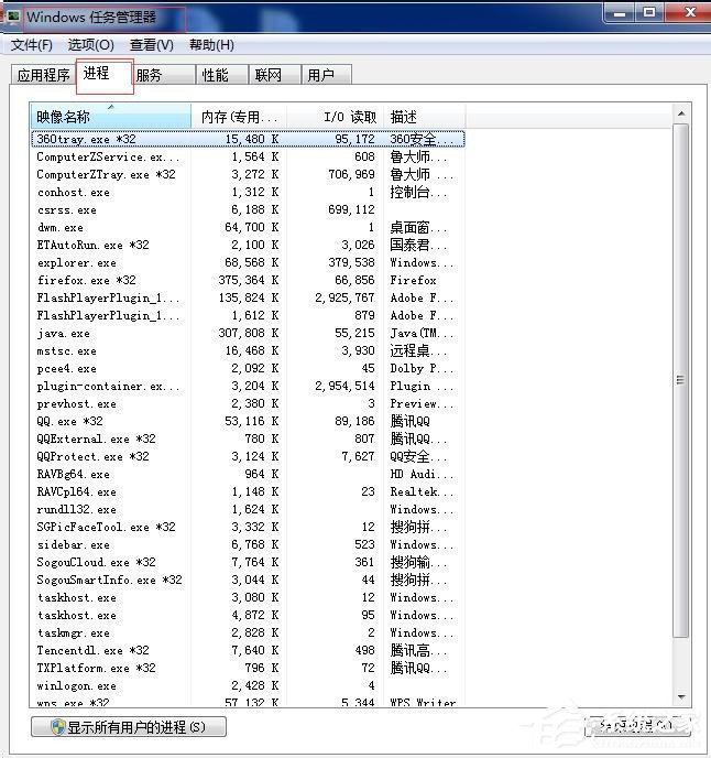 Win7任務(wù)管理器進(jìn)程頁(yè)列找不到相關(guān)進(jìn)程PID號(hào)怎么辦