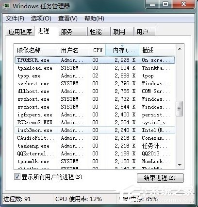 Win7任務管理器中哪些進程可以關閉？