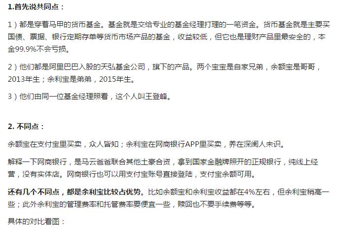 余額寶和余利寶哪個好用？余額寶和余利寶有什么區別？