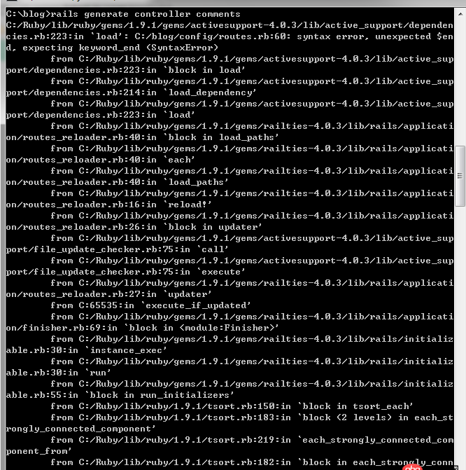 ruby - 【關(guān)于rails】cmd使用“rails generate controller Comments”報錯