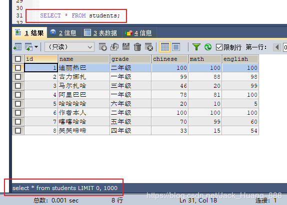 MySQL 詳細(xì)單表增刪改查crud語句