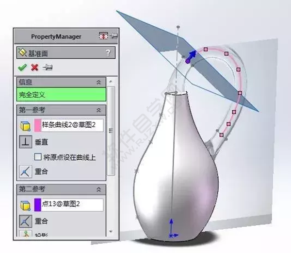SolidWorks建模練習：用放樣、掃描特征做的克萊因瓶子